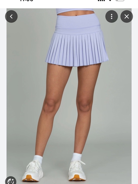 Goldhinge Pants - GoldHinge White Pleated Athletic Skort with grey Trim